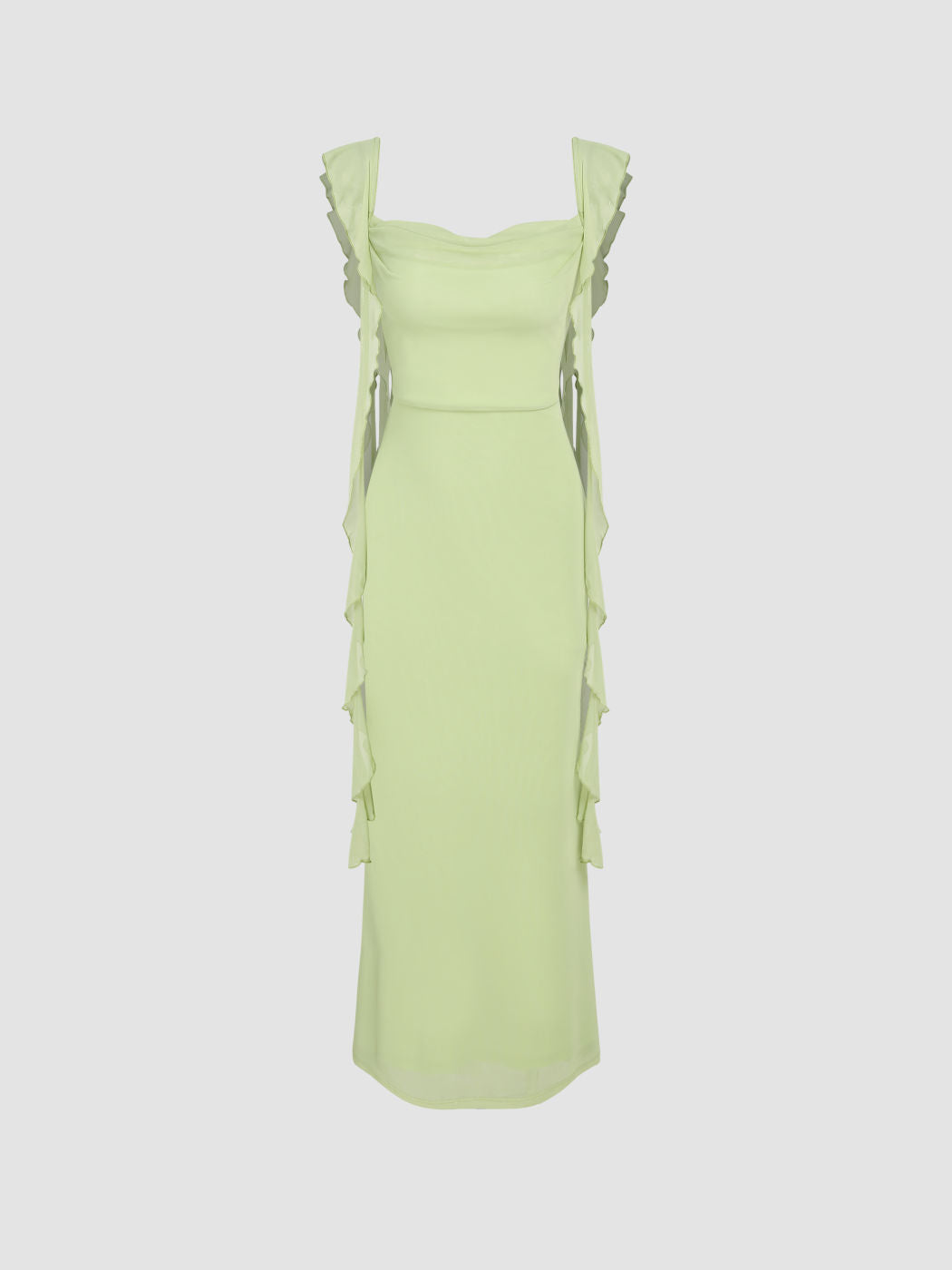 Alejandra | Vestido Maxi de Malla con Borde de Volantes