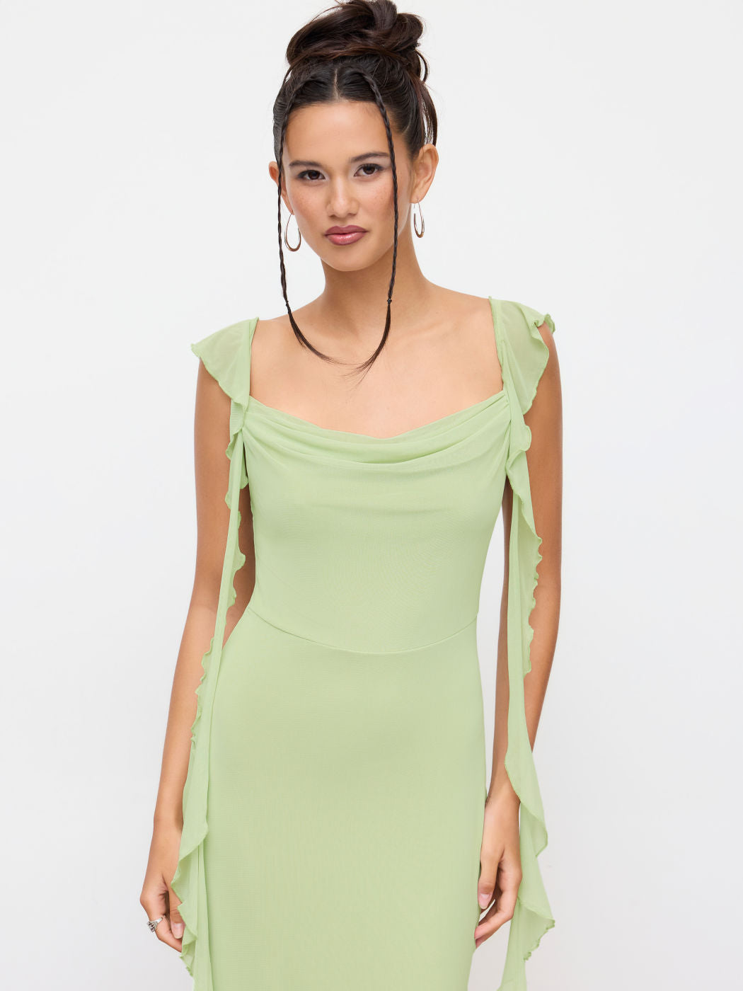 Alejandra | Vestido Maxi de Malla con Borde de Volantes