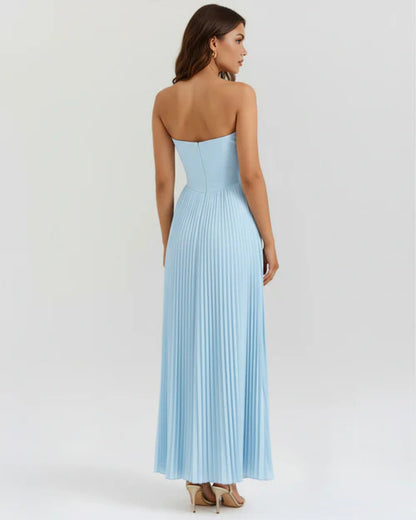 Celeste | Vestido plisado azul formal · casual