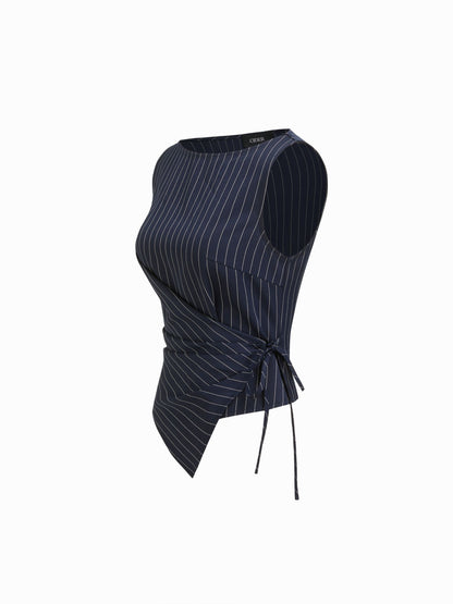 Tamara | Conjunto de top envuelto con nudo y rayas de cuello